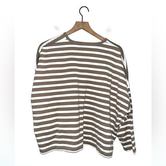 FRAPBOIS Long Sleeve Brown and White Striped Top One Size - Picture 3 of 8